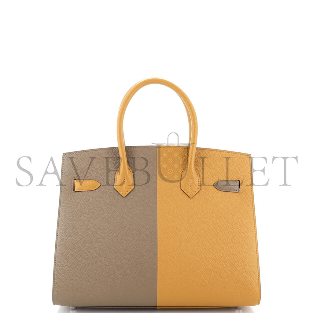 H**mes birkin 25 epsom elephant grey and sesame with florida blue interior silver buckles h028367cc03 (25*18*13cm)